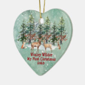 Baby's eerste kerstfeest Waterverf Woodland Keramisch Ornament (Links)