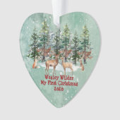 Baby's eerste kerstfeest Waterverf Woodland Ornament (voorkant)