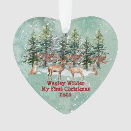 Baby's eerste kerstfeest Waterverf Woodland Ornament