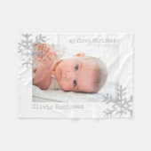 Baby's eerste kerstfeest White Foto Snowflake Fleece Deken (Voorkant (Horizontaal))