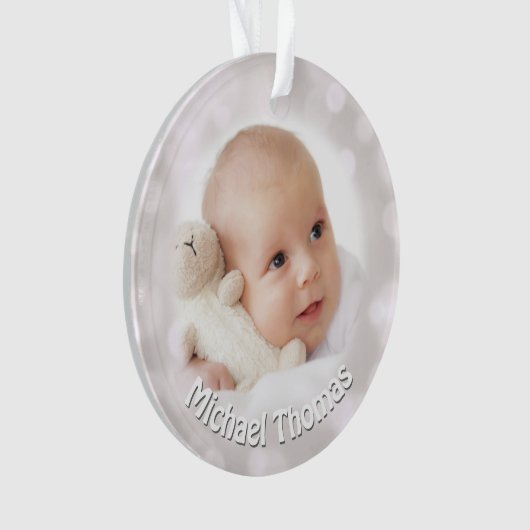 Baby's eerste kerstfeestdag Foto-versiering Ornament (voorkant)