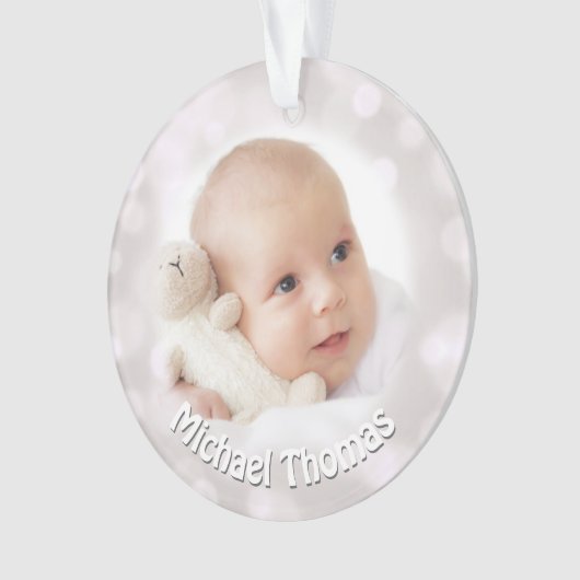 Baby's eerste kerstfeestdag Foto-versiering Ornament (voorkant)