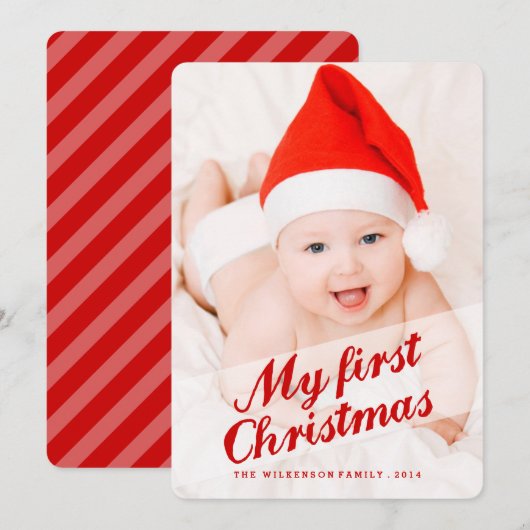Baby's eerste kerstfeestdag fotokaart feestdagenkaart (Voorkant / Achterkant)