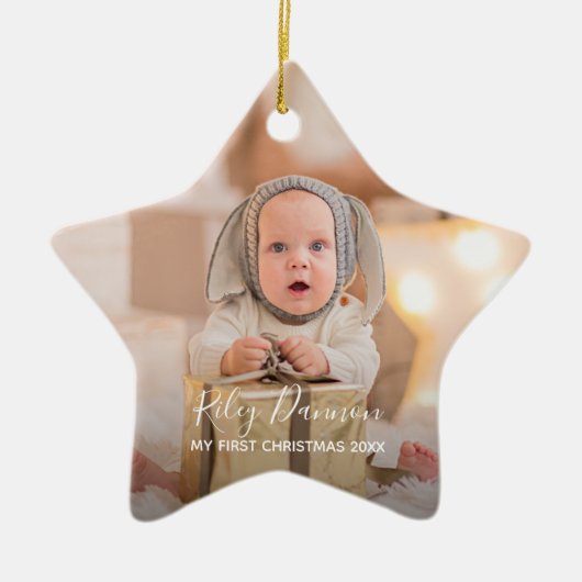 Baby's eerste kerstfeestdag ster keramisch ornament (Voorkant)