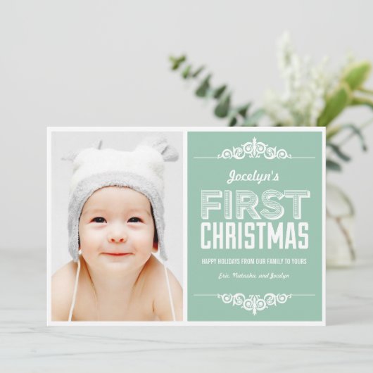 Baby's eerste kerstfeestkaarten - Basil Kaart (Staand voorkant)