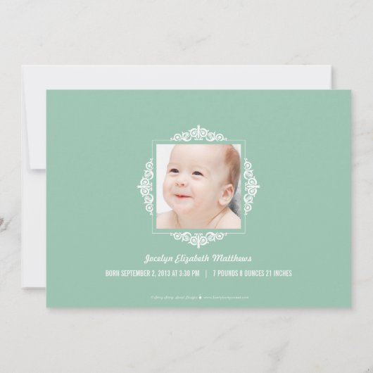 Baby's eerste kerstfeestkaarten - Basil Kaart (Achterkant)