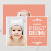 Baby's eerste kerstfeestkaarten - Zalm Feestdagenkaart (Voorkant / Achterkant)