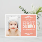 Baby's eerste kerstfeestkaarten - Zalm Feestdagenkaart (Staand voorkant)