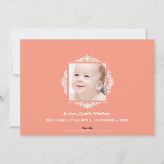 Baby's eerste kerstfeestkaarten - Zalm Feestdagenkaart (Achterkant)