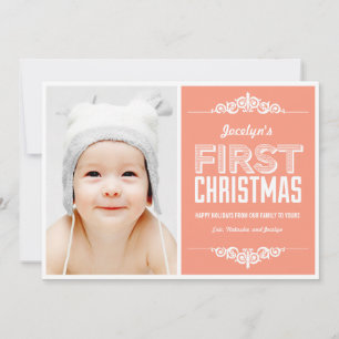 Baby's eerste kerstfeestkaarten - Zalm Feestdagenkaart