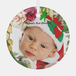Baby's eerste kerstflesje met aangepaste foto glas ornament