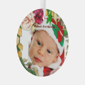Baby's eerste kerstflesje met aangepaste foto glas ornament (Voorkant Rechts)