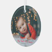 Baby's Eerste kerstfoto Aangepaste naam Glas Ornament (Voorkant links)