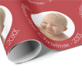 Baby's Eerste kerstfoto Aangepaste naam Jaar Rood Cadeaupapier (Rol Hoek)