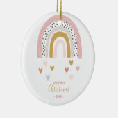 Baby's eerste kerstfoto Boho Rainbow Keramisch Ornament (Rechts)