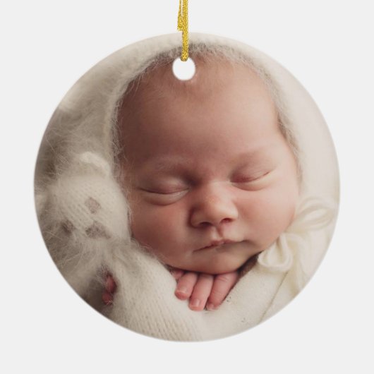 Baby's eerste kerstfoto Boho Rainbow Keramisch Ornament (Achterkant)