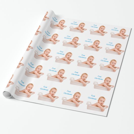 Baby's eerste kerstfoto cadeaupapier (Uitgerold)