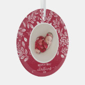 Baby's eerste kerstfoto-cranberry glas ornament (Voorkant Rechts)