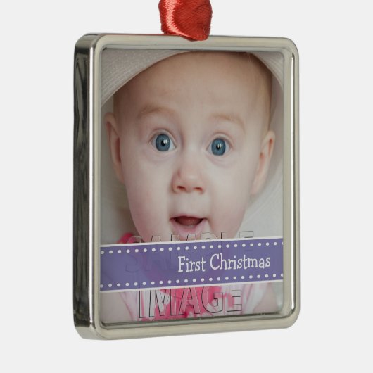 Baby's Eerste Kerstfoto Custom Ornament (Rechts)