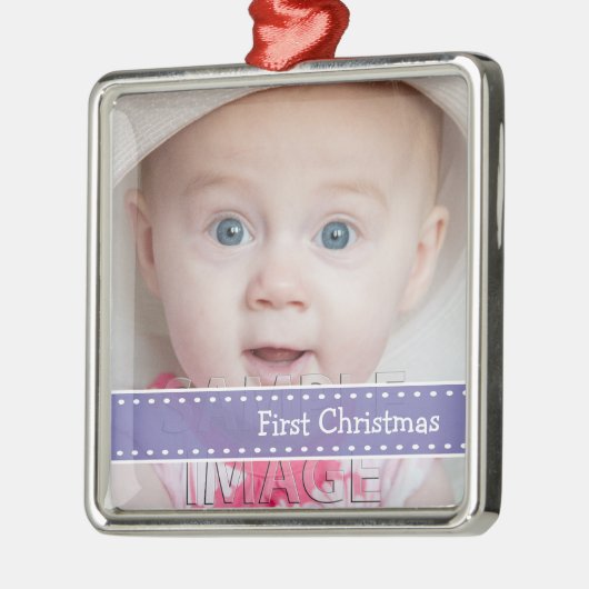 Baby's Eerste Kerstfoto Custom Ornament (Links)