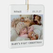 Baby's Eerste Kerstfoto Eenvoudig Modern Keramisch Ornament (Rechts)