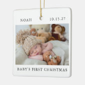 Baby's Eerste Kerstfoto Eenvoudig Modern Keramisch Ornament (Links)
