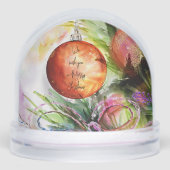 Baby's eerste kerstfoto en vakantie begroeting sneeuwbol (Voorkant)