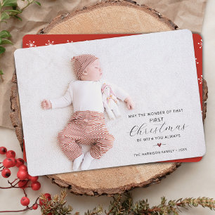 Baby's eerste kerstfoto feestdagenkaart