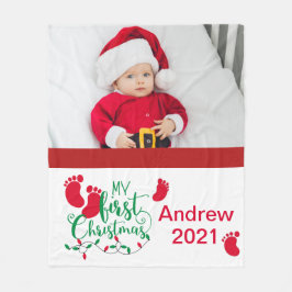 Baby's eerste kerstfoto Fleece Blanket