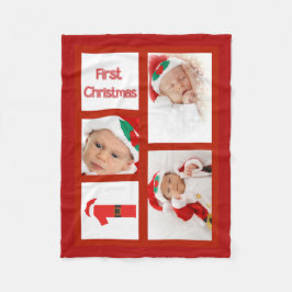 Baby's eerste kerstfoto Fleece Blanket Deken