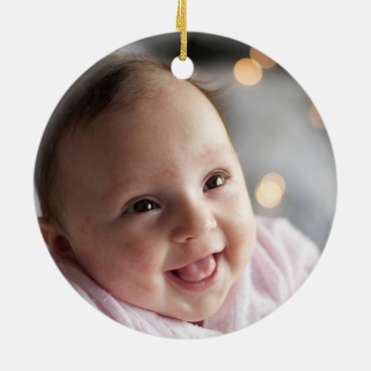 Baby's eerste kerstfoto Floral Wreath Keramisch Ornament (Achterkant)