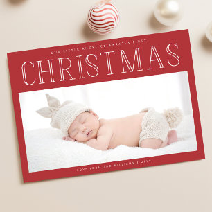 Baby's Eerste Kerstfoto Geboorteaankondiging Feestdagenkaart