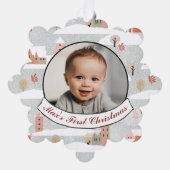 Baby's eerste kerstfoto gepersonaliseerde vakantie ornament kaart (Voorkant)