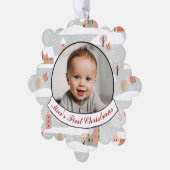 Baby's eerste kerstfoto gepersonaliseerde vakantie ornament kaart (Links)