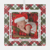 Baby's eerste kerstfoto geplaatst glas ornament (Voorkant)