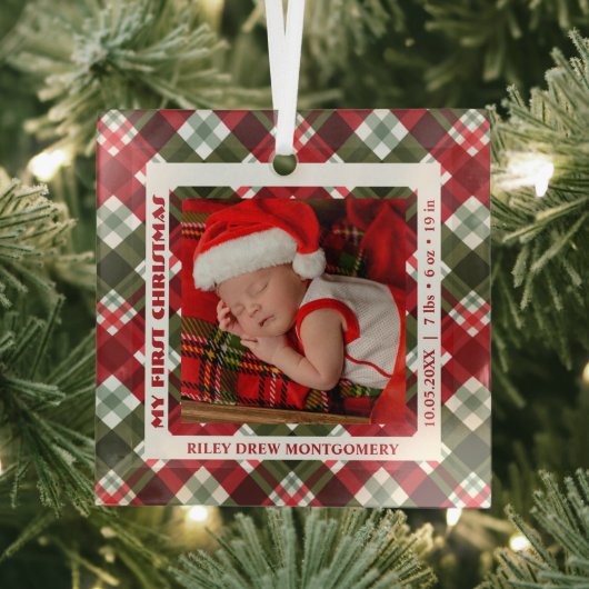 Baby's eerste kerstfoto geplaatst glas ornament (Insitu)
