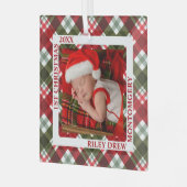 Baby's eerste kerstfoto geplaatst glas ornament (Voorkant links)