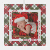 Baby's eerste kerstfoto geplaatst glas ornament (Voorkant)