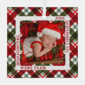 Baby's eerste kerstfoto geplaatst glas ornament (Achterkant)
