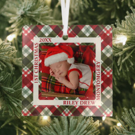 Baby's eerste kerstfoto geplaatst glas ornament