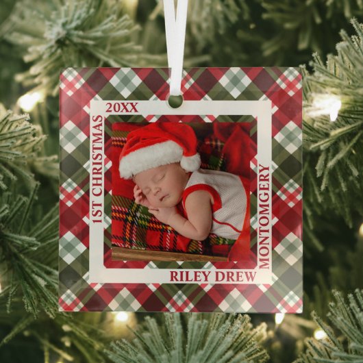 Baby's eerste kerstfoto geplaatst glas ornament (Insitu)