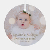 Baby's eerste kerstfoto glas ornament (Achterkant)