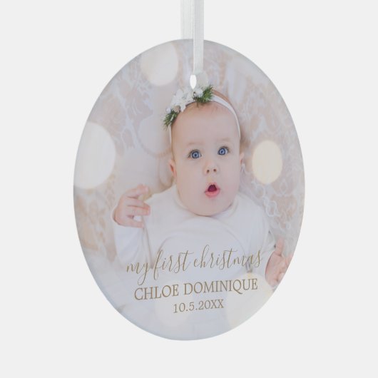 Baby's eerste kerstfoto glas ornament (Voorkant Rechts)