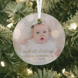Baby's eerste kerstfoto glas ornament