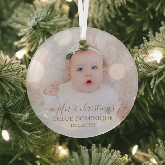 Baby's eerste kerstfoto glas ornament (Insitu)