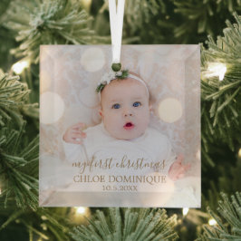 Baby's eerste kerstfoto glas ornament