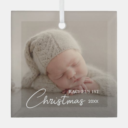 Baby's eerste kerstfoto glas ornament (Voorkant)