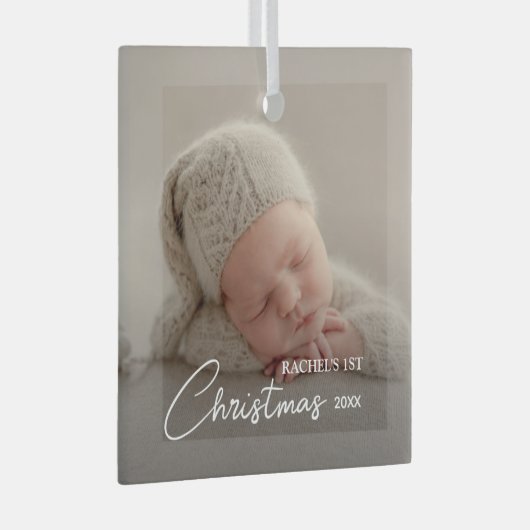 Baby's eerste kerstfoto glas ornament (Voorkant Rechts)