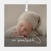 Baby's eerste kerstfoto glas ornament (Achterkant)