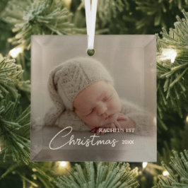 Baby's eerste kerstfoto glas ornament